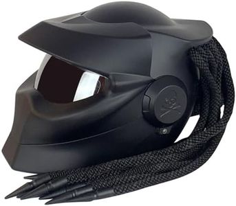 Casque Intégral Moto Predator Visière Avant Rabattable Tresses Feux D'avertissement Approuvé ECE Casque Intégré Moto Personnalisé Adultes Course Cyclomoteur Tout-Terrain Matt Black,L