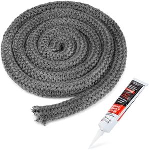 Stanbroil Wood Stove Gasket, 1" x 84" Graphite Impregnated Fiberglass Rope Seal and High-Temperature Cement Gasket Kit Replacement for Wood Stoves Door