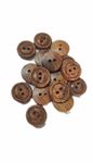 Ekta Enterprise Natural Sheesham Wooden Button Buttons for Designer Collection of Ethnic Ware, Sewing, DIY Art and Craft Pack of 100 (Two Holed, Middle Impression)