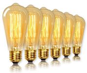 ST64 Vintage Light Bulbs with E27 Edison Screw Cap, Squirrel Cage Shaped Filament Bulb, 2700K Warm White Dimmable, Pack of 6