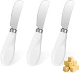 Elantales 3 Pack Stainless Steel Butter Knife Cheese Spreader Knife with Porcelain Handle Mini Serving Tongs Sandwich Spreader for Kitchen