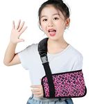 Ledhlth Arm Sling Arm Brace Elbow Immobilizer Shoulder Support for Women and Kids (Red Leopard print, Kids L)