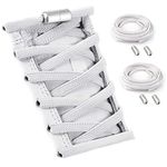 2 Pairs Shoelaces White Elastic No Tie Shoe Laces for Adults, Kids and Elderly, One Size Fit All for Shoes.