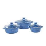 Wonderchef Granite Die-Cast Non-Stick 6-Piece Casserole Set with Lids | Induction Bottom | Soft-Touch Handles | Virgin Grade Aluminium | 3.5mm Thick | 2 Years Warranty | Blue