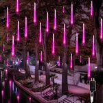 Falling Rain Lights, Jhua 240 LED Meteor Shower Lights 10 Tube(11.8in) Waterproof Icicle Snow Falling Raindrop Lights Christmas Lights for Christmas Tree Wedding Party Holiday Decoration (Purple)