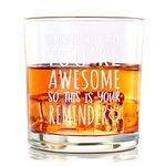 Joymaking Whiskey Glass Thank You Gifts, You are Awesome Stemless Whisky Glass, Thank You Gift for Friends Colleagues, Best Friends Gifts for Her/Him Birthday Gifts for Women Men 300ml