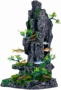Large Aquarium Decor & Extra Large Fish Tank Decorations - Tall XL XXL, Big Fish Tank Decor, Rock Cave Antique Greek Aquarium Decor, Mountain View Ornament with Tree House Cave aquariu