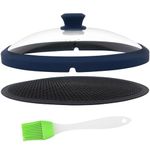 Glass Microwave Cover for Food Large Microwave Food Cover Splatter With Easy Grip Handle Anti-Splatter Lid With Enlarge Perforated Steam Vents Dishwasher Safe Keeps Microwave Oven Clean