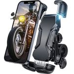 Bike Motorcycle Phone Mount, Universal 360 Rotation Bicycle Phone Holder, ATV - Tool Free Install for iPhone 13/13 Pro/13 Pro Max/12/11/X/8 Galaxy S21/ Note20 and More 4.7"- 6.8" Cellphone - Black