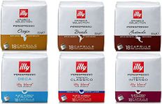 illy Coffee Pods 6 x 18 Capsules (Total 108 Capsules), 7 Flavours To Pick From, Customize From Lungo, Classico, Decaf, Intenso, Guatemala, Ethiopia & Brasile