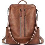 BROMEN Women Backpack Purse Leather Anti-theft Travel Backpack Fashion Shoulder Handbag Brown