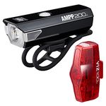 CatEye AMPP 200 / VIZ 100 Bike Light Set: Front (200 Lumens) and Rear (100 Lumens) USB Rechargeable Lights