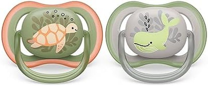 Philips Avent Ultra Air Soother - 2 x Light, Breathable Baby Soothers for Babies Aged 6‑18 Months, BPA-Free with Steriliser Carry Case (Model SCF085/60)