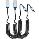 Coiled USB C Cable, 2Pack Retractab