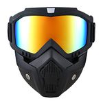 Motorcycle Helmet with Detachable Face Mask, Dirt Bike Motocross Eyewear Adjustable Riding Offroad Cycling Motorbike Racing Combat Tactical Military Goggles Glasses(Gold)