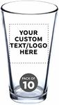 Custom Libbey Pint Glass 16 oz. Set of 10, Personalized Bulk Pack - Beer Glasses, Heavy Duty Drinkware - Clear