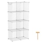 C&AHOME Wire Storage Cubes, Metal Grids Bookshelf, Modular Shelving Units, Stackable Bookcase, 8 Cubes Closet Organizer (White)