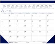 2024-2025 House of Doolittle 22-inch x 17-inch Academic Monthly Desk Pad Calendar, White/Blue (155-25)