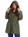 Hanna Nikole Waterproof Raincoat Windbreaker Spring Hiking Windbreaker for Plus Size Women Army Green 24