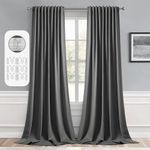 MIULEE Back Tab Grey Blackout Curtains 108 Inch Length 2 Panels Set for Living Room Bedroom Privacy, Rod Pocket/Pinch Pleated Thermal Insulated Room Darkening Light Blocking Curtains