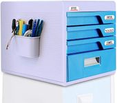 Serene Life Locking Drawer Cabinet Desk Organizer - Home Office Desktop File Storage Box w/ 4 Lock Drawers, Great for Filing & Organizing Paper Documents, Tools, Kids Craft Supplies - SLFCAB20