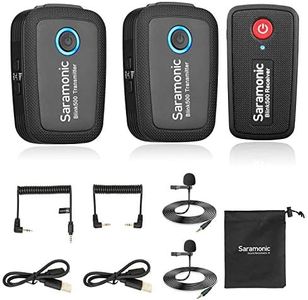 Saramonic Blink500 2.4GHz Wireless Microphone System, Dual-Channel, 164ft Range, Compatible with DSLR, Mirrorless, Video Cameras, Mobile Devices