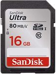 SanDisk Ultra 16GB Class 10 SDHC Memory Card Up to 80MB/S- SDSDUNC-016G