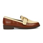 Womens Brown Beige Slip On Loafers Ladies Flat Low Heel Close Toe Buckle Casual Office Work School Pumps Shoes Size 6