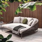 DEVOKO Outdoor Patio Rope Daybed, Round Sofa, Sunbed, Swimming Pool Side, Round Sun Lounger, Garden, Terrace, Balcony, Rattan Rope Furniture Daybed (Brown and Cream)