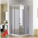 ELEGANT Corner Sliding Shower Door, Shower Screen with Panel, Silver Framed Shower Enclosure with 5mm Tempered Safety Clear Glass, 760x760×1900mm