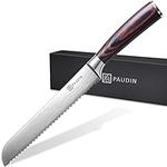 PAUDIN Bread Knife, 8 Inch Bread Slicing Knife, German High Carbon Stainless Steel Kitchen Knife, Bread Serrated Edge Knife with Ergonomic Handle, Bread Cutter for Homemade, Crusty Bread