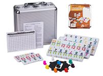 Smilejoy Mexican Train Number Dominoes Set Double 12 Dominoes 91 Tiles Games with Aluminum Case, Number Dominoes Set Well Painted for Kids Adults Mexican Train Dominoes Double 12 Domino Game