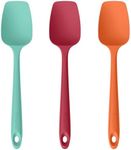 U-Taste Silicone Cooking Spoon Spatulas: 315℃ Heat Resistant BPA-Free Flexible Rubber Spoonula, Kitchen Baking Bowl Scraper Utensils for Mixing Scooping in Nonstick Pan (Set of 3, Colorful)