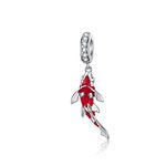 ToHa 925 Sterling Silver Carp Bead Charms,Good Luck Charms Cubic Zirconia Fish Animal Charm Koi Beaded Pendant for European Bracelet & Necklace,DIY Jewelry for Women, Sterling Silver, Cubic Zirconia