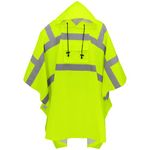 Global Glove Standard Rain Poncho, High-Visibility Yellow/Green, One Size