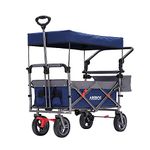 Arebos Handcart Premium Foldable with Roof | Transport Trolley | Up to 100 kg | Front and Rear Brakes