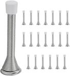 20 Pcs Large 3.35" Brushed Nickel Door Stops, Baseboard Spring Door Stoppers for Bottom of Door, Satin Nickel Spring Door Stopper Pack, Metal Door Stopper for Wall, Rubber Tip Door Stopper with Spring