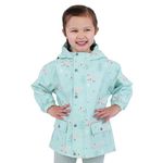 JAN & JUL Girls' Waterproof Fleece Lined Rain Jacket, Raincoat with Hood for Toddlers (Minty Forest, Size 2T)