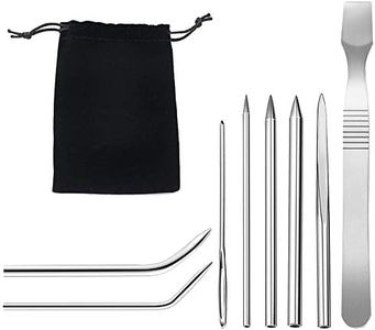Sonku 8 Pack Paracord FID Lacing Needles, Stainless Steel Stitching Set with Smoothing Tool for Laces Strings,Paracord Bracelet and Leather Weaving,8 Sizes-Silver