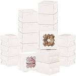 100 Pcs Bakery Boxes with Window, 4x4x2.5" Thick & Sturdy Macaroon Pastry Boxes Cookie Boxes, Paper Cupcake Boxes Kraft Packaging Boxes for Party Pastries Cookies Small Cakes Pie Donut (White)