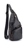 Men's Sling Bag Genuine Leather Chest Bag Shoulder Backpack Cross Body Purse Water Resistant for Men Women