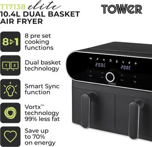 Tower Vortx Elite 10.4L Air Fryer – Large Capacity, Rapid Cooking