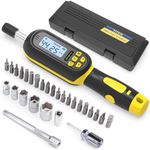 YIYEIE 32PCS Digital Torque Screwdriver, 2.66-53.1 in-lbs/0.3-6 Nm, Inch Pound Torque Screwdriver Electrician with Buzzer & LED Indicator, Adjustable Screwdriver Torque Wrench Set with Bits & Sockets