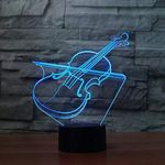 3D Violin Night Light Lamp 7 Color Change LED Touch USB Table Gift Kids Toys Decor Decorations Christmas Valentines Gift Birthday Gift