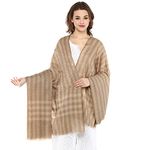 Pashtush Women's Wool Self Reversible Stole Check Design, Silk-Fine Wool, Scarfs, Shawls, Stoles, Wraps (size 70 x 200 cm) (Jacquarded Stripes)