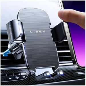 LISEN Car Phone Holder Mount 2024 Wider Clamp & Metal Hook Mobile Phone Holder for Car [Thick Cases Friendly] Automobile Hands Free Cradle Air Vent Car Accessories for iPhone 16 15 Samsung S24 Huawei