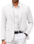 COOFANDY Mens Casual Blazer Slim Fit Suit Jacket Lightweight Knit Sport Coat Two Button Stretch Blazer Jacket, White, X-Large