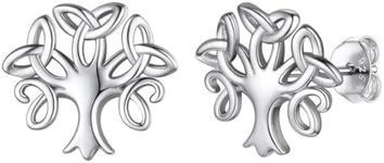 ChicSilver 925 Sterling Silver Stud Earrings for Women Hypoallergenic Tree of Life Earrings Celtic Knot Triquetra Stud Earrings for Women Irish Jewelry for Mother Wife