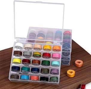 WUTA Polyester Threads for Hand Stitching 25 Colors Mini Bobbin Thread Handmade DIY Leather Sewing Braided Rope Bracelet Line for Embroidery and Sewing (0.45 mm)
