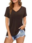 Florboom Summer Tops for Women Short Sleeve Longline Tunic Shrits Brown Size 14 16